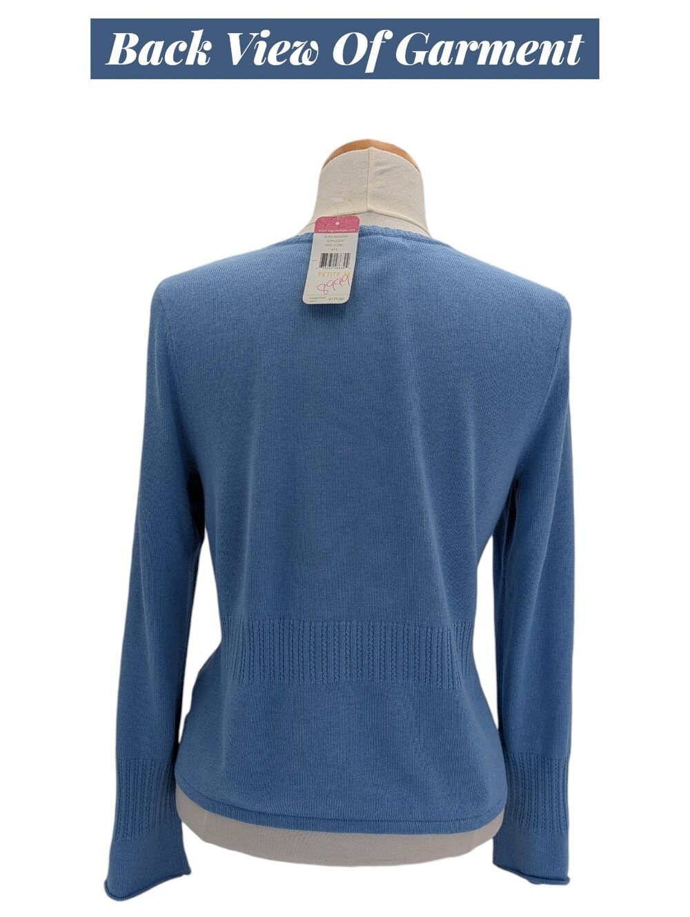 NWT Sigrid Olsen Sz Medium Petite Soft Silk Angora Cardigan Blue Crystal Buttons - Picture 4 of 16